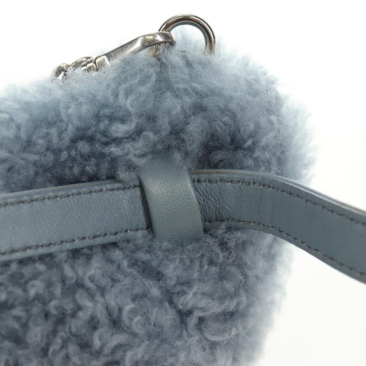 Miu Miu Chain Shoulder Bag fur Blue Silver Auth 184817M