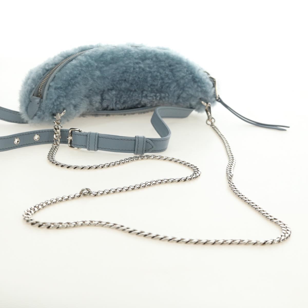 Miu Miu Chain Shoulder Bag fur Blue Silver Auth 184817M
