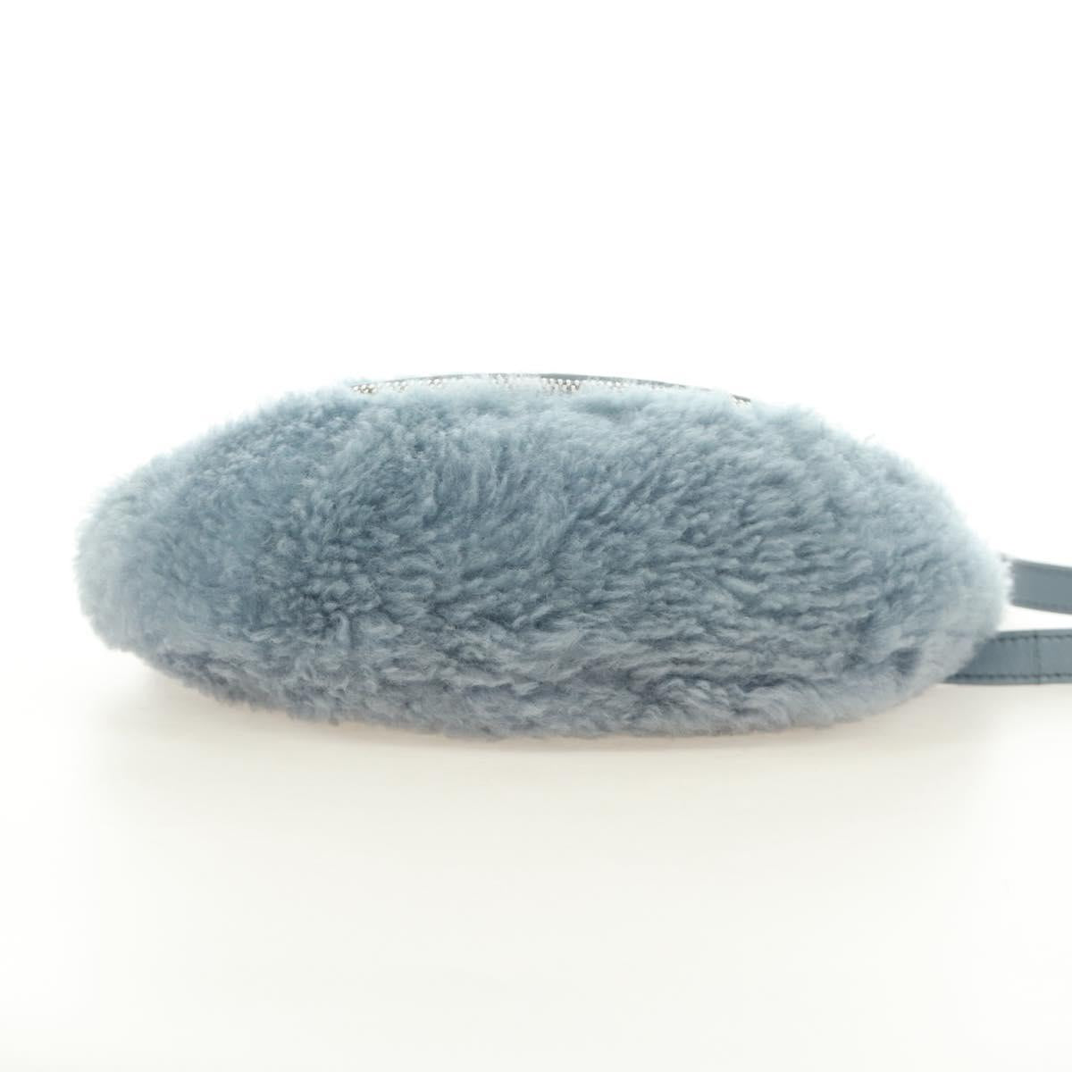 Miu Miu Chain Shoulder Bag fur Blue Silver Auth 184817M