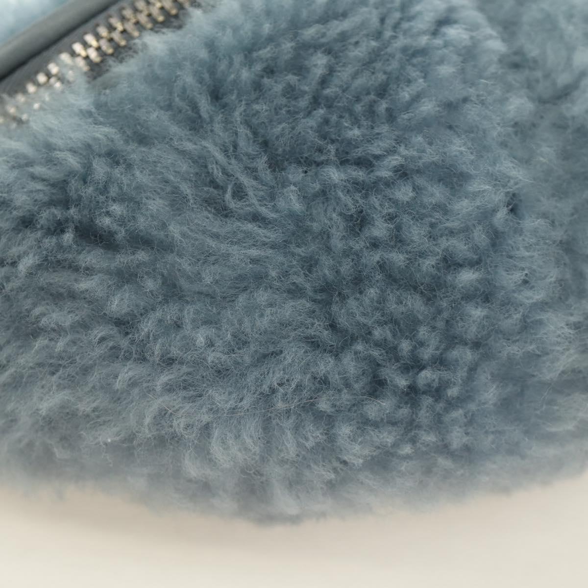Miu Miu Chain Shoulder Bag fur Blue Silver Auth 184817M