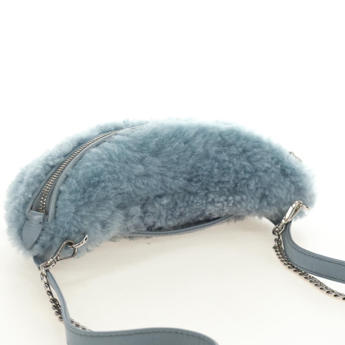 Miu Miu Chain Shoulder Bag fur Blue Silver Auth 184817M