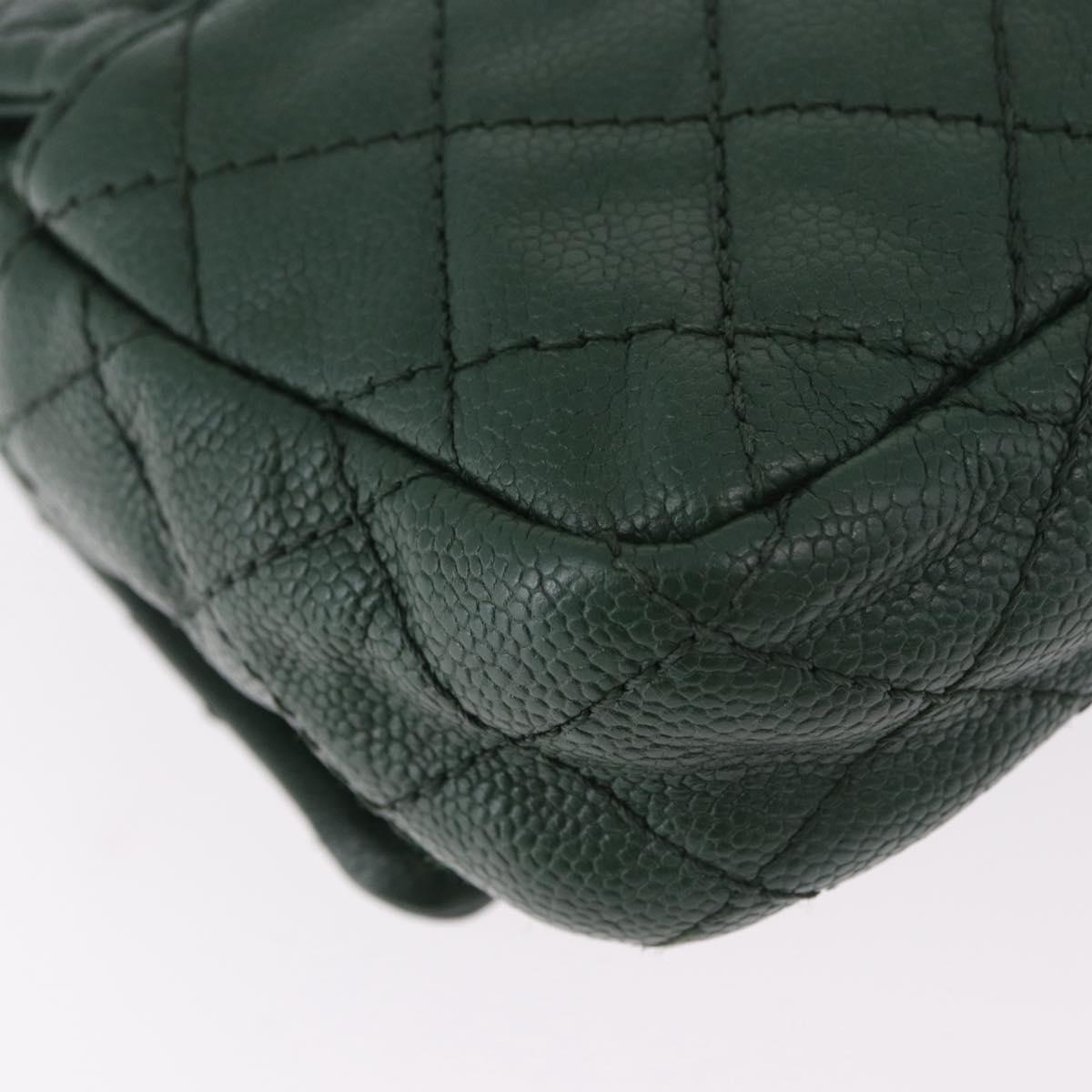 CHANEL Chain Matelasse 25 Shoulder Bag Caviar Skin Green CC Auth 184818SAV