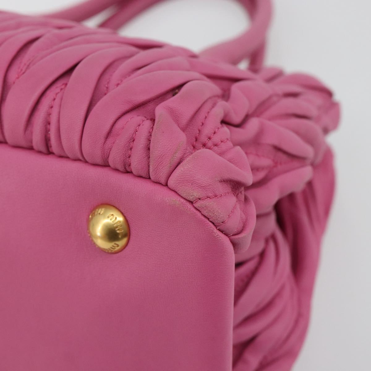 Miu Miu Matelasse Hand Bag Leather Pink Gold Auth 184819A