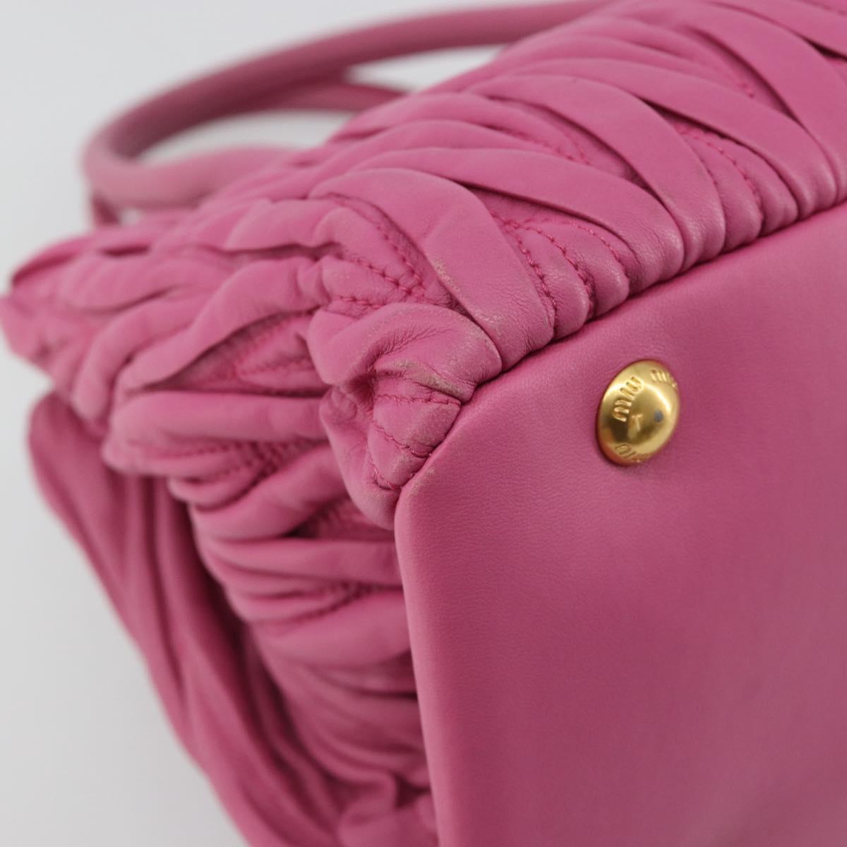 Miu Miu Matelasse Hand Bag Leather Pink Gold Auth 184819A