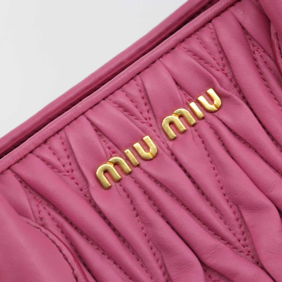 Miu Miu Matelasse Hand Bag Leather Pink Gold Auth 184819A