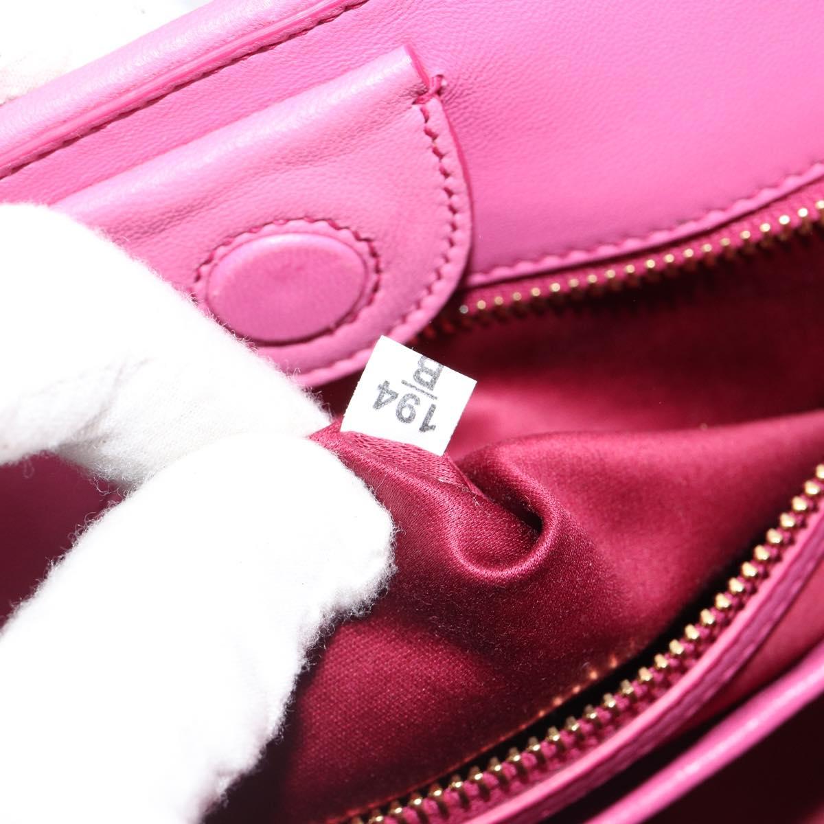 Miu Miu Matelasse Hand Bag Leather Pink Gold Auth 184819A
