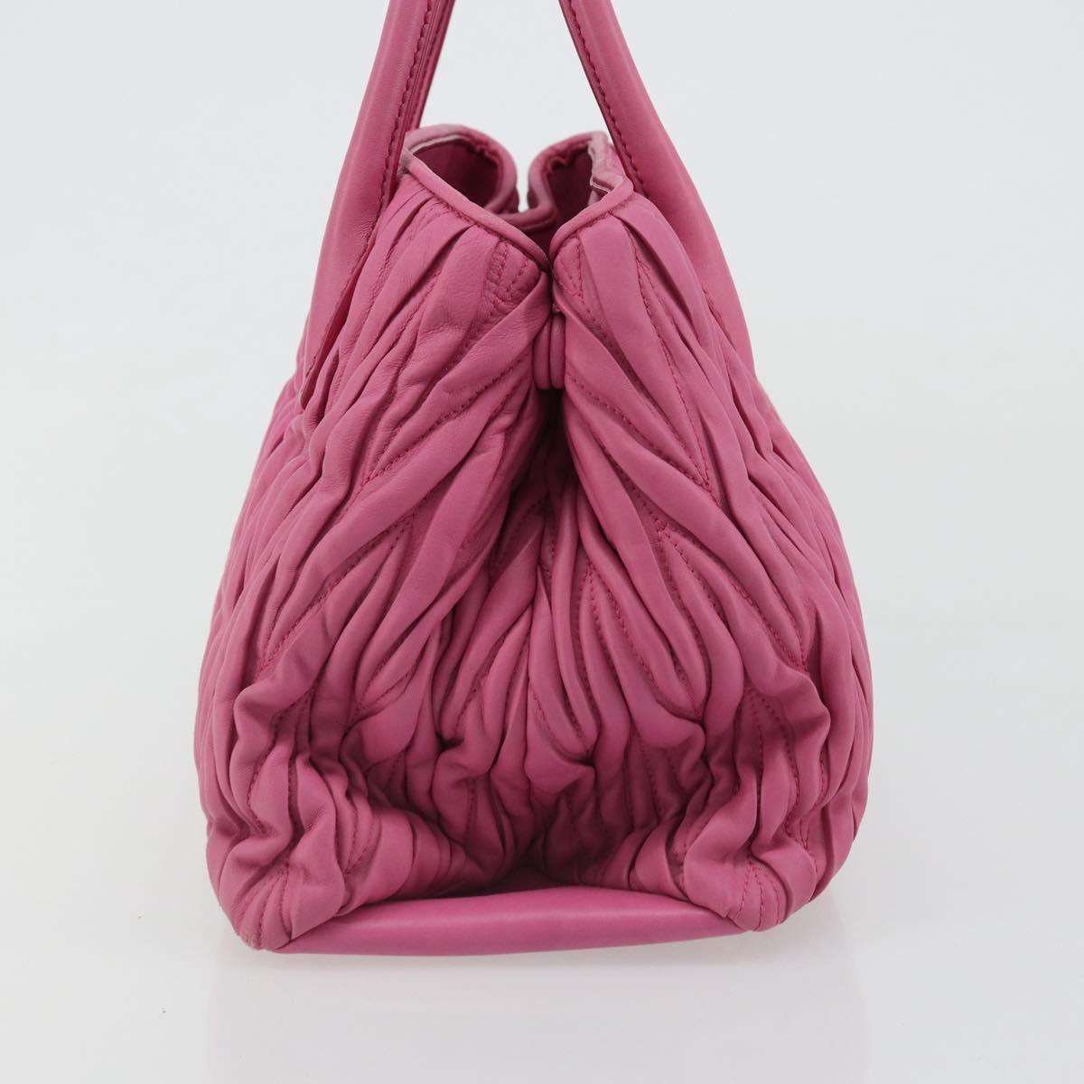 Miu Miu Matelasse Hand Bag Leather Pink Gold Auth 184819A