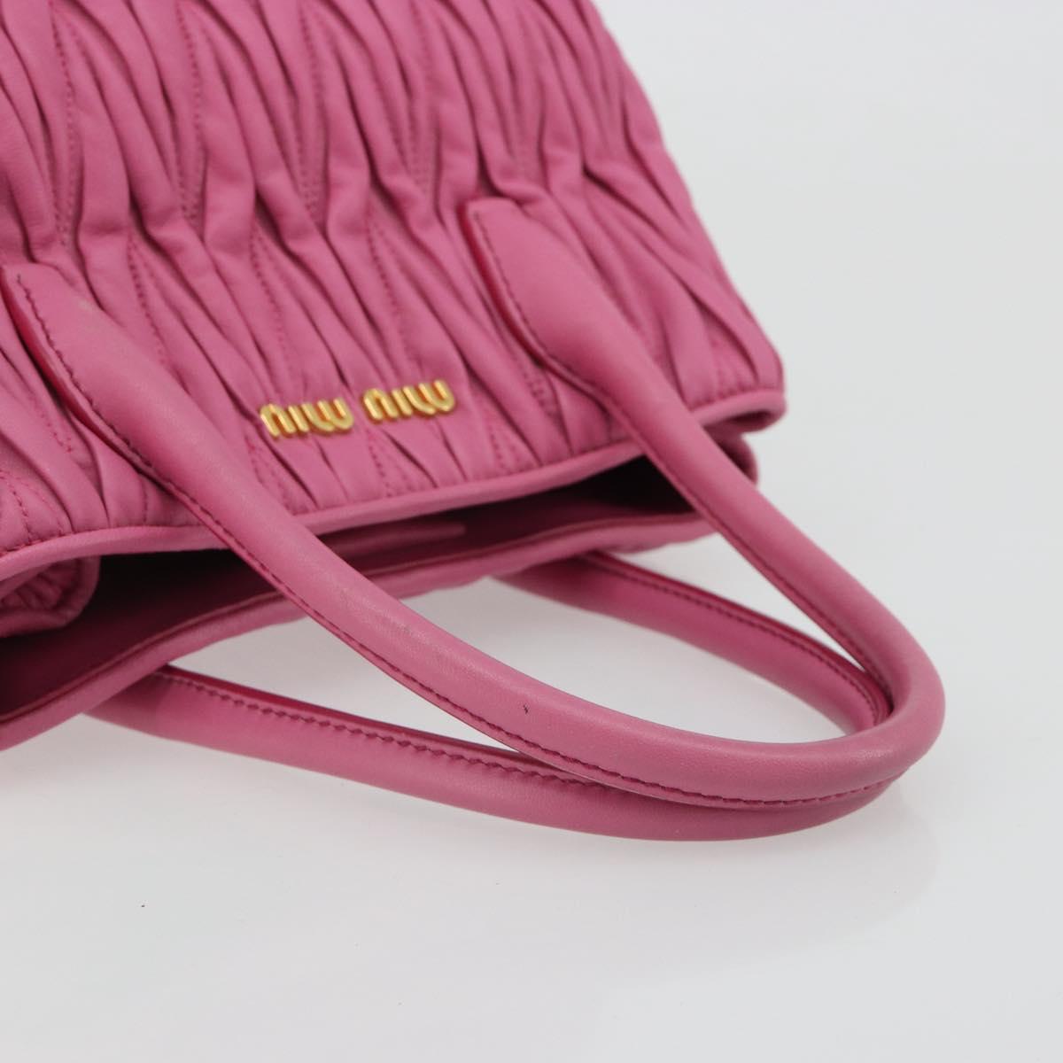 Miu Miu Matelasse Hand Bag Leather Pink Gold Auth 184819A