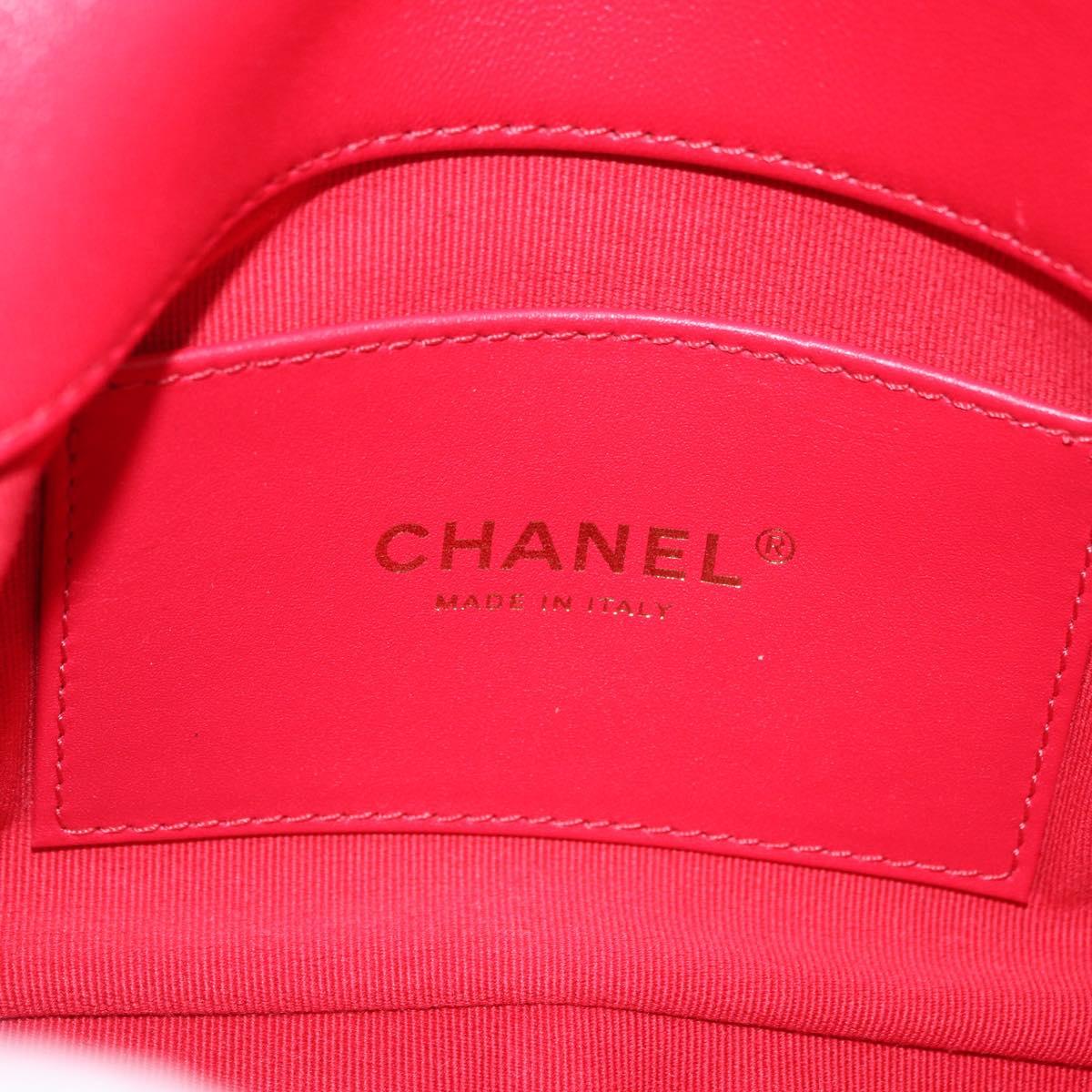 CHANEL Mini Matelasse 17 Chain Shoulder Bag Lamb Skin Red Gold CC Auth 184820SM