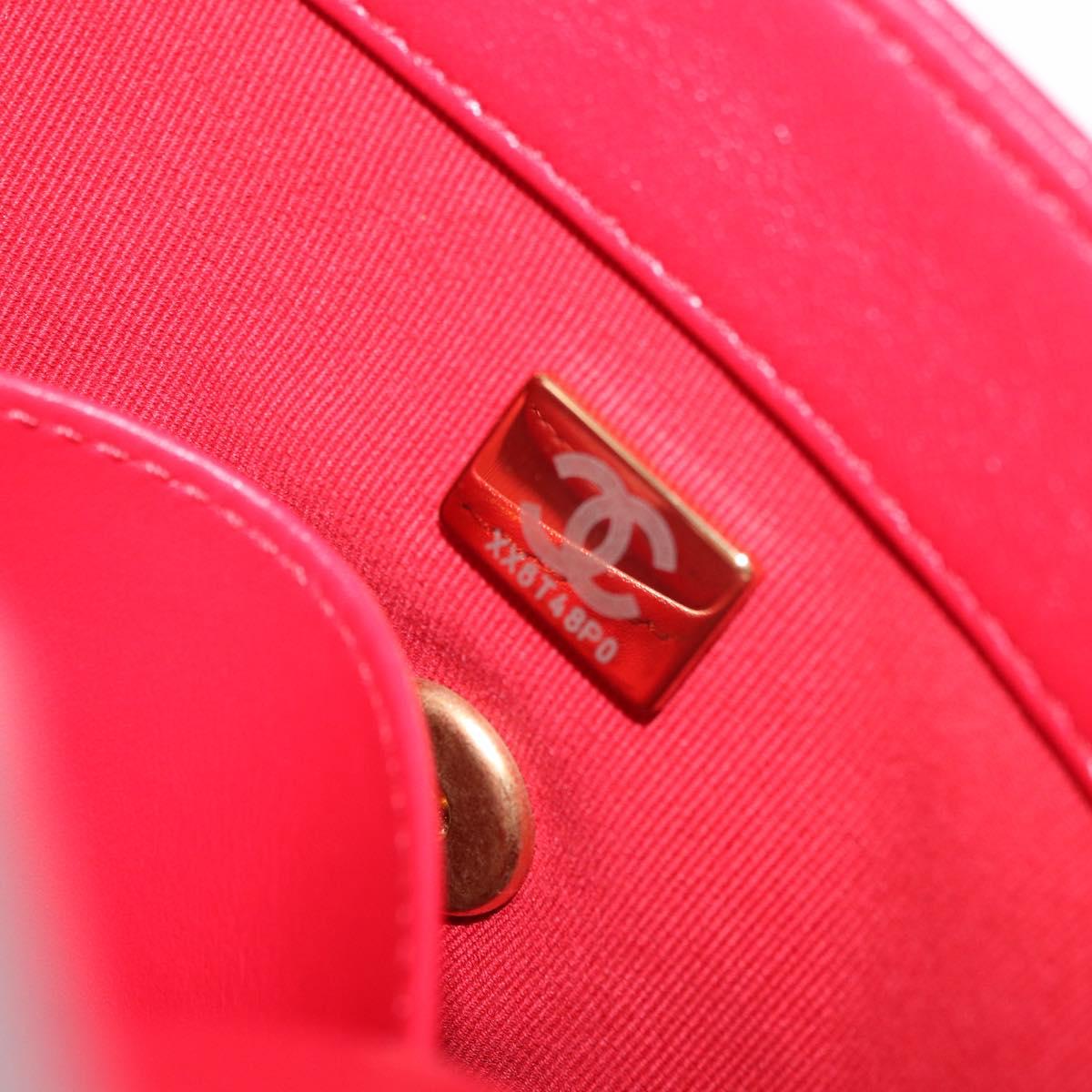 CHANEL Mini Matelasse 17 Chain Shoulder Bag Lamb Skin Red Gold CC Auth 184820SM