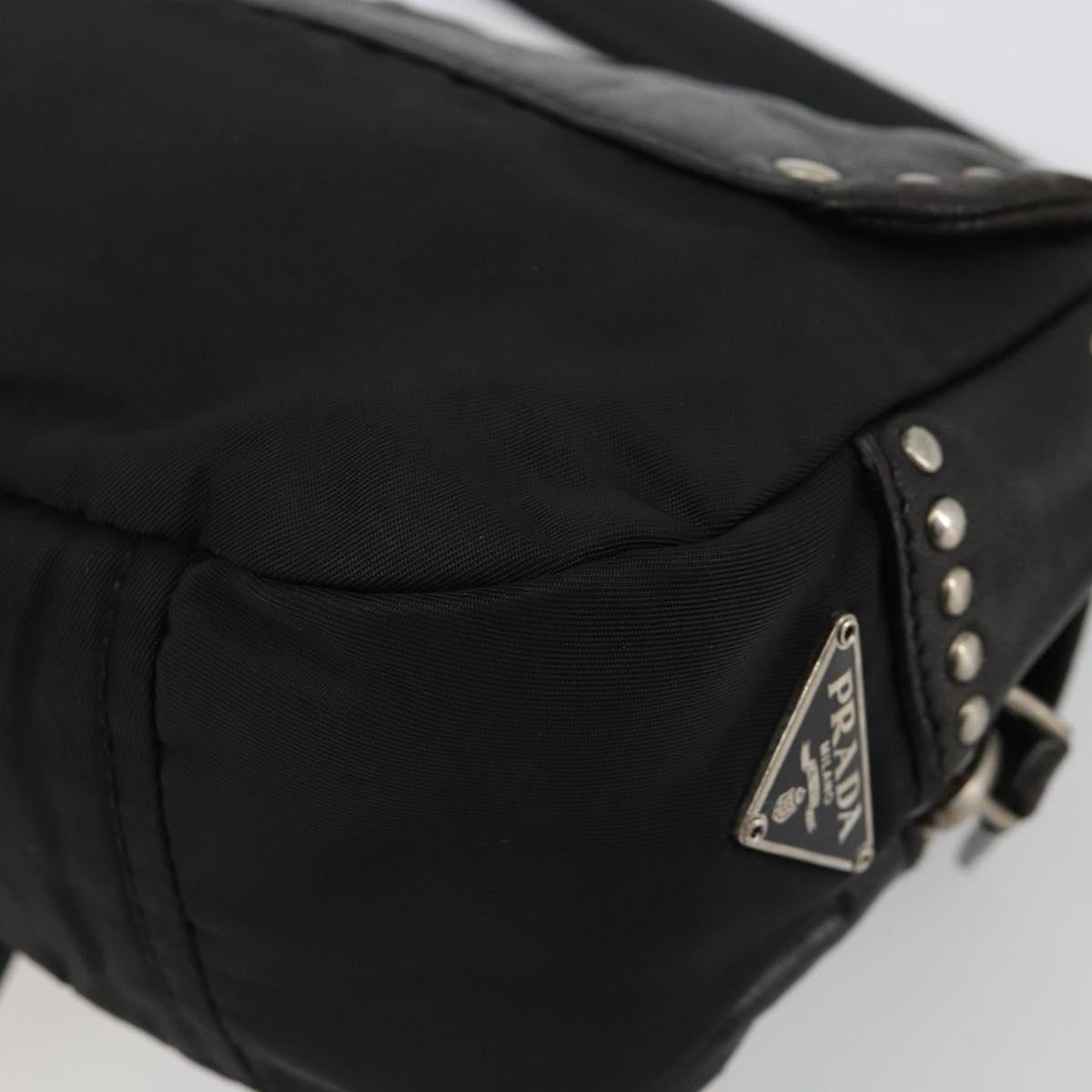 PRADA Chain Shoulder Bag Leather Black Silver Auth 184821V