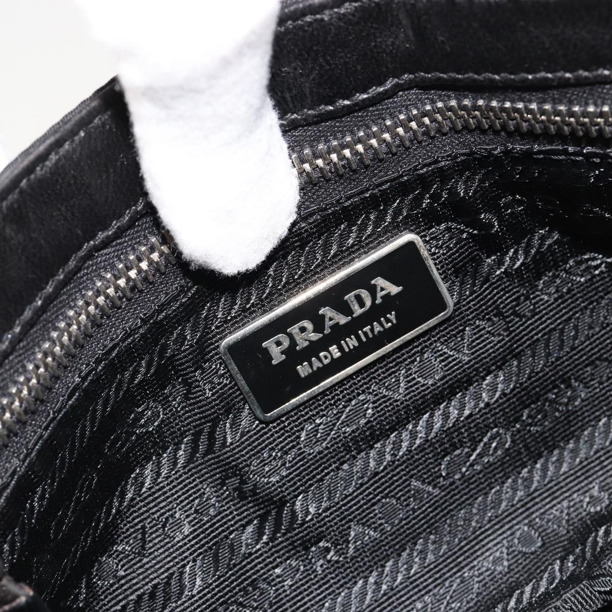 PRADA Chain Shoulder Bag Leather Black Silver Auth 184821V