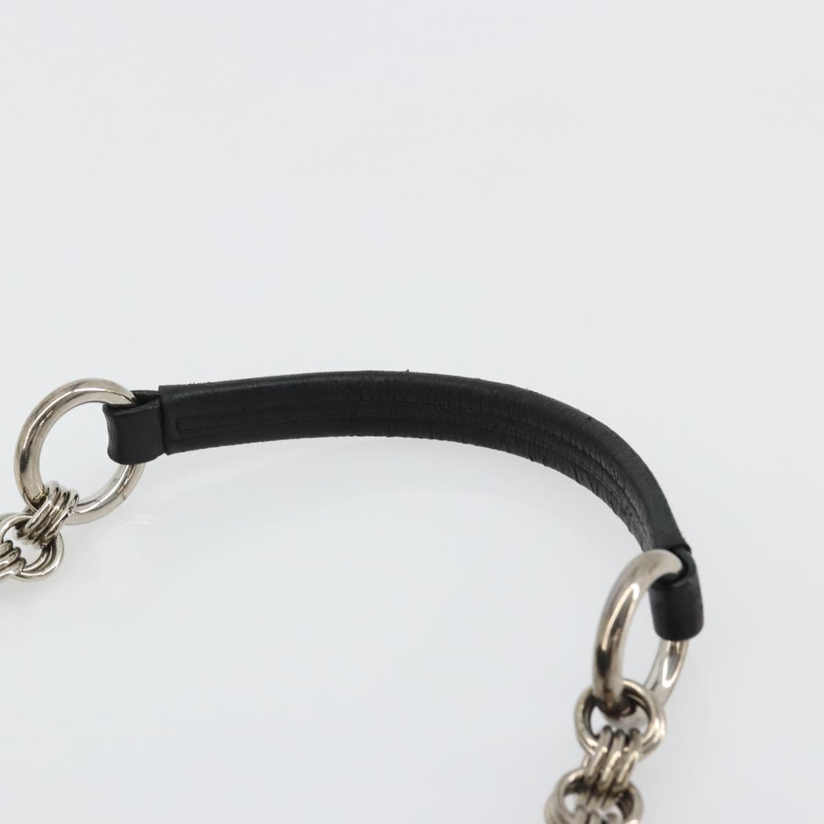 PRADA Chain Shoulder Bag Leather Black Silver Auth 184821V