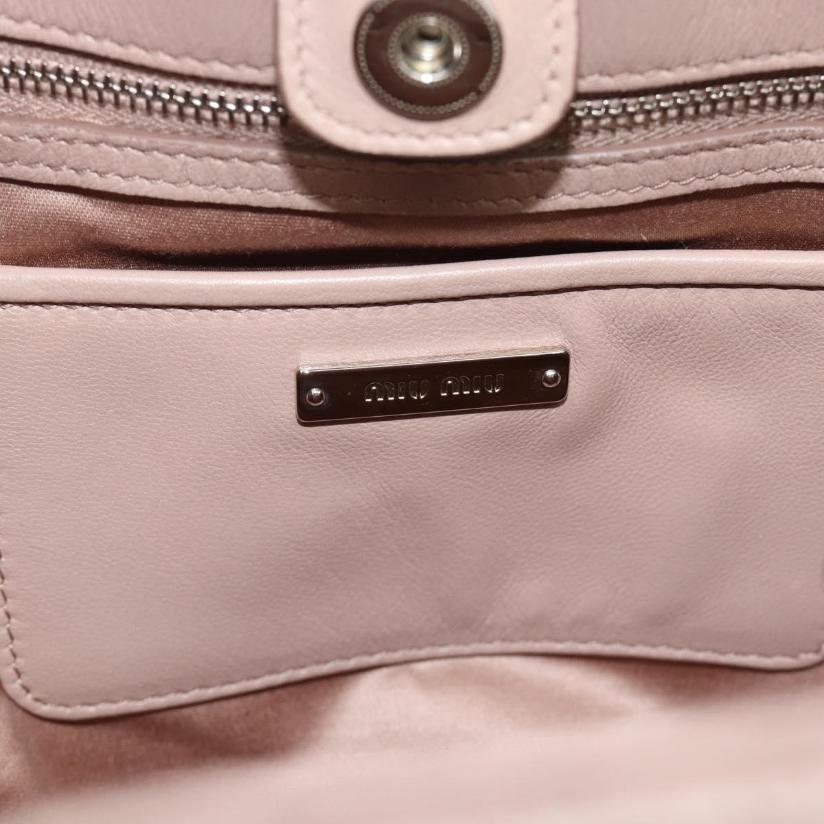 Miu Miu Matelasse Hand Bag Leather 2way Pink Silver Auth 184822SAM