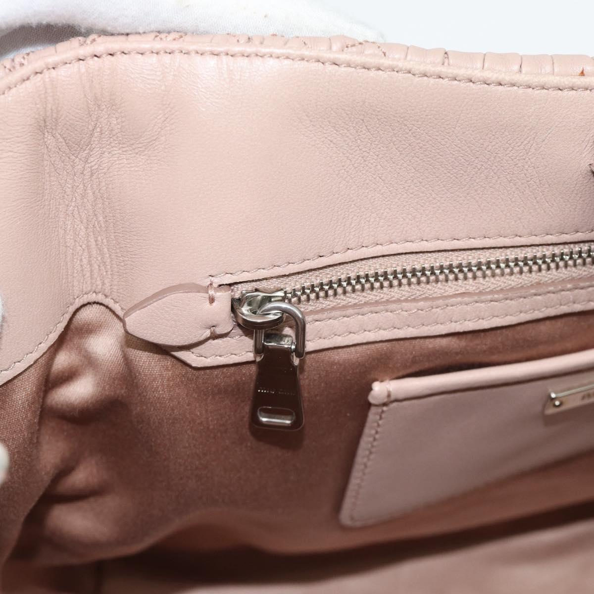 Miu Miu Matelasse Hand Bag Leather 2way Pink Silver Auth 184822SAM