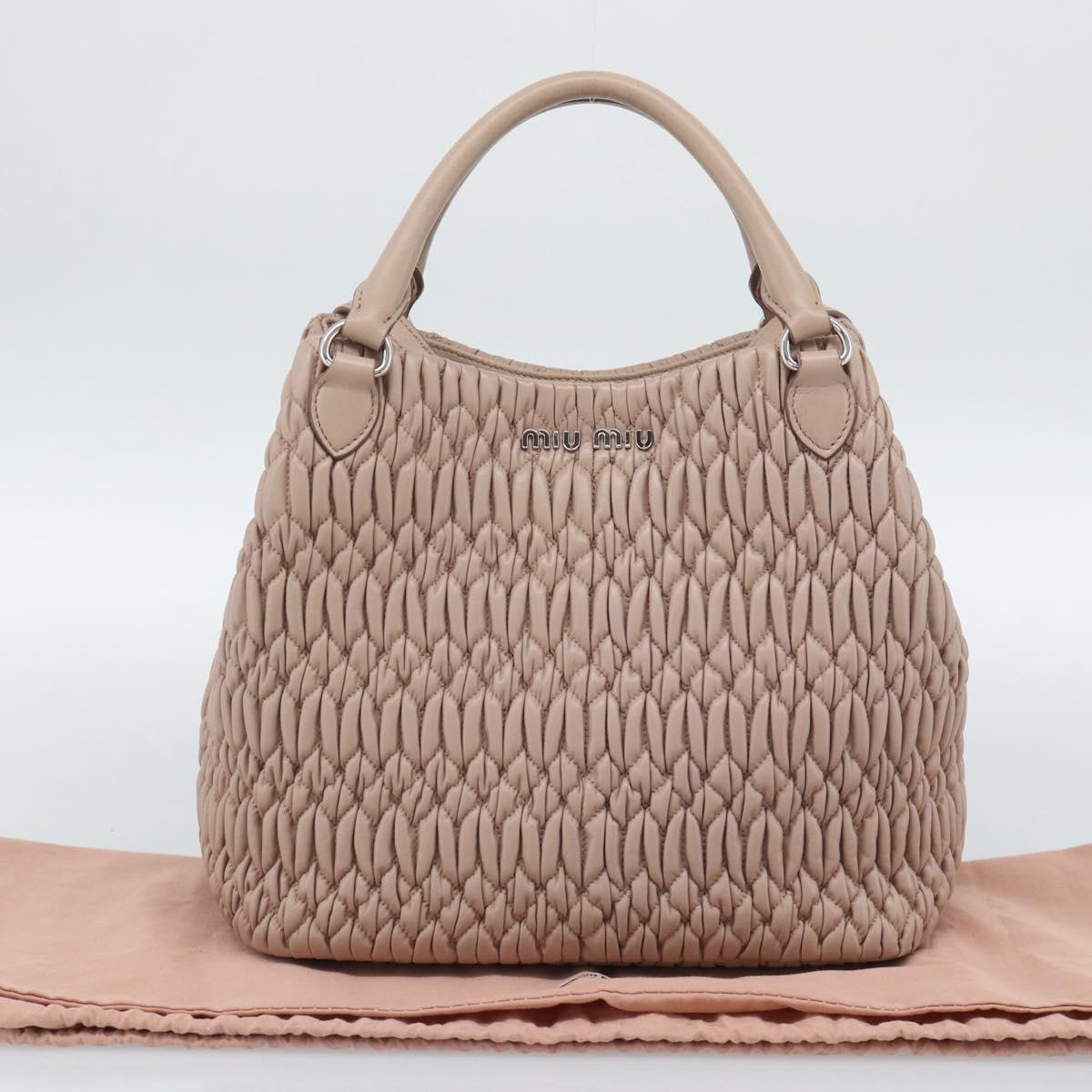 Miu Miu Matelasse Hand Bag Leather 2way Pink Silver Auth 184822SAM