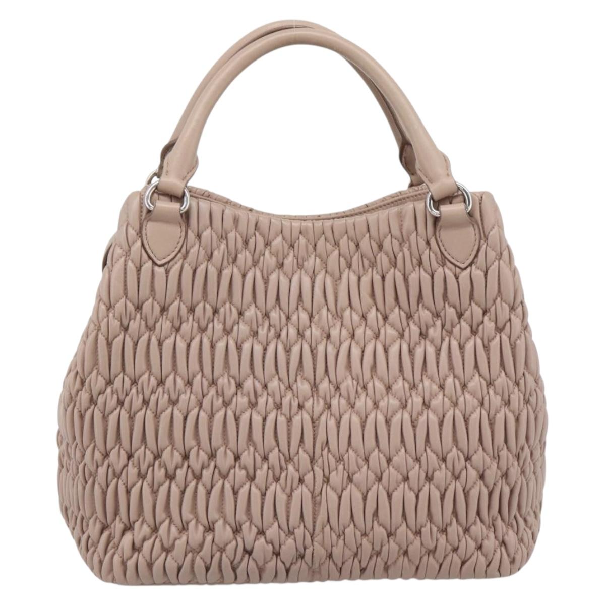 Miu Miu Matelasse Hand Bag Leather 2way Pink Silver Auth 184822SAM