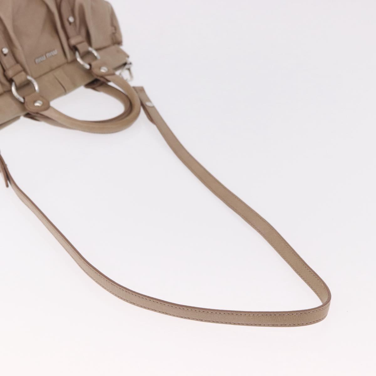 Miu Miu Hand Bag Leather 2way Beige Silver Auth 184823SAM