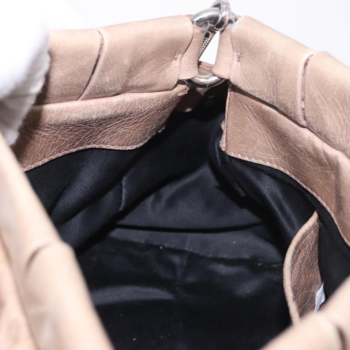 Miu Miu Hand Bag Leather 2way Beige Silver Auth 184823SAM