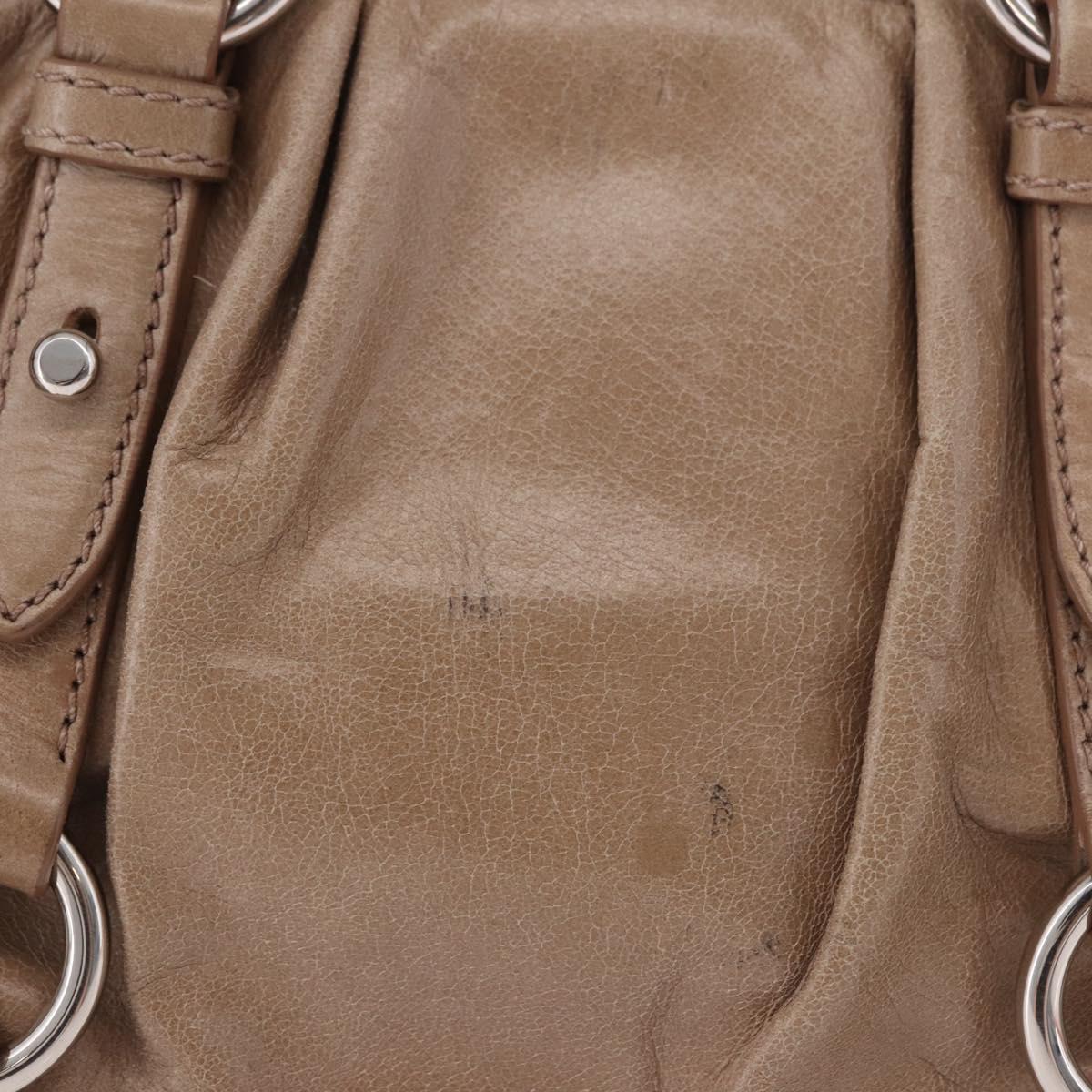 Miu Miu Hand Bag Leather 2way Beige Silver Auth 184823SAM