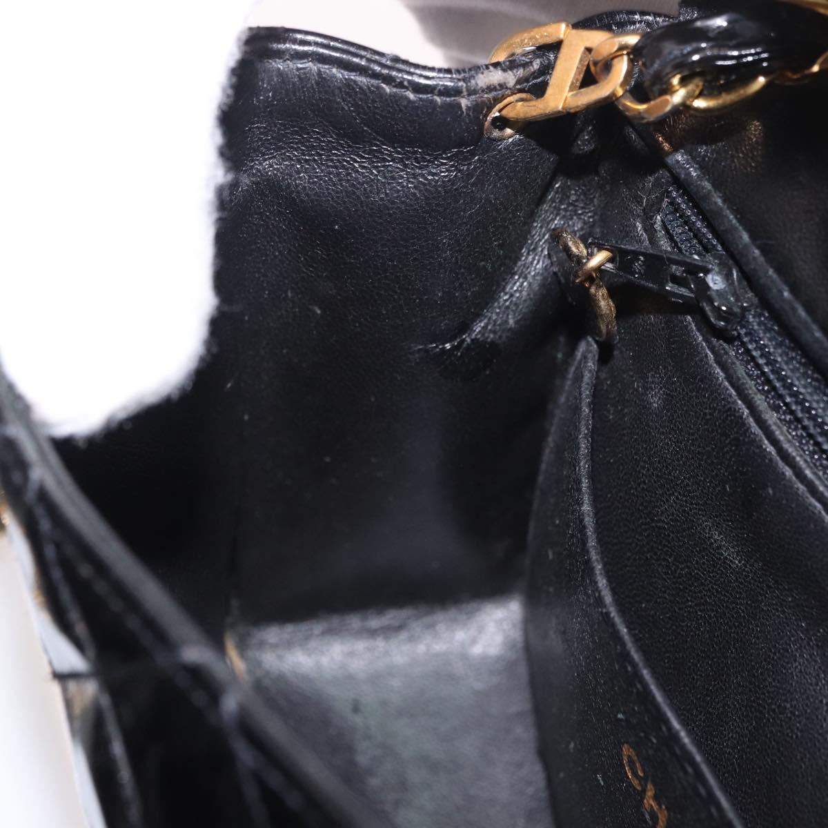 CHANEL Mini Matelasse 17 Chain Bag Patent leather Black Gold CC Auth 184825V