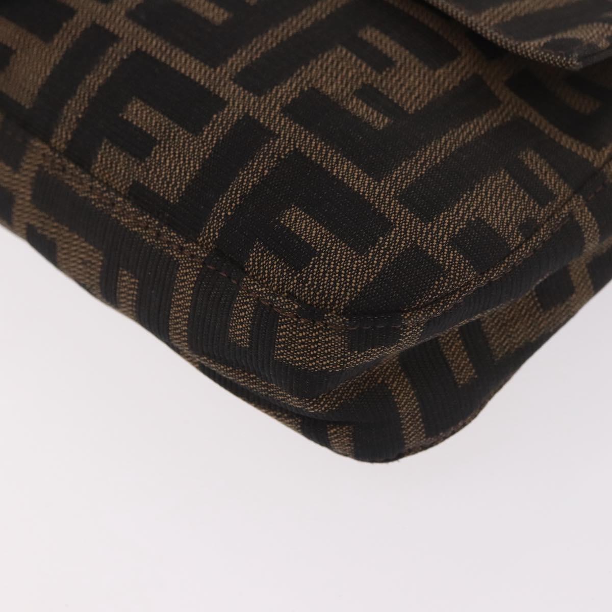 FENDI Zucca Canvas Mamma Baguette Shoulder Bag Black Brown Auth 184826M