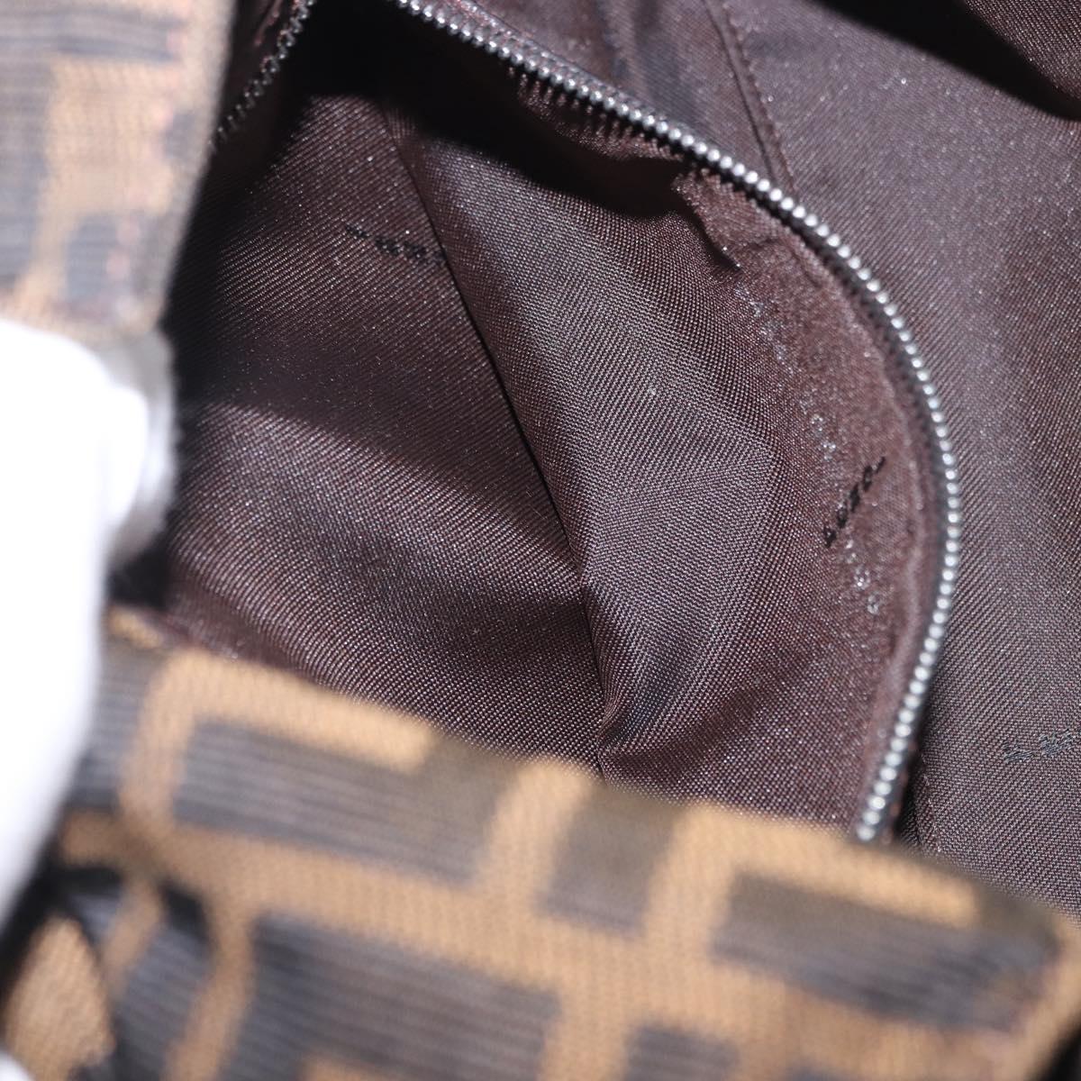 FENDI Zucca Canvas Mamma Baguette Shoulder Bag Black Brown Auth 184826M