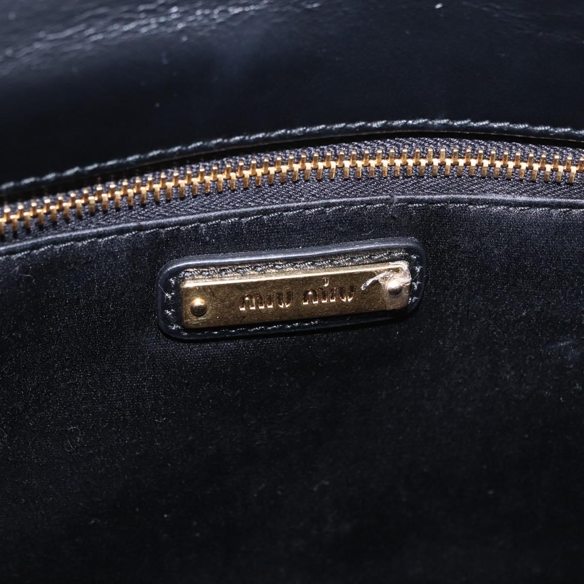 Miu Miu Matelasse Chain Shoulder Bag Leather Black Gold Auth 184827SAV