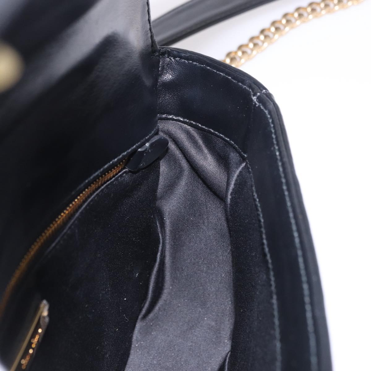 Miu Miu Matelasse Chain Shoulder Bag Leather Black Gold Auth 184827SAV