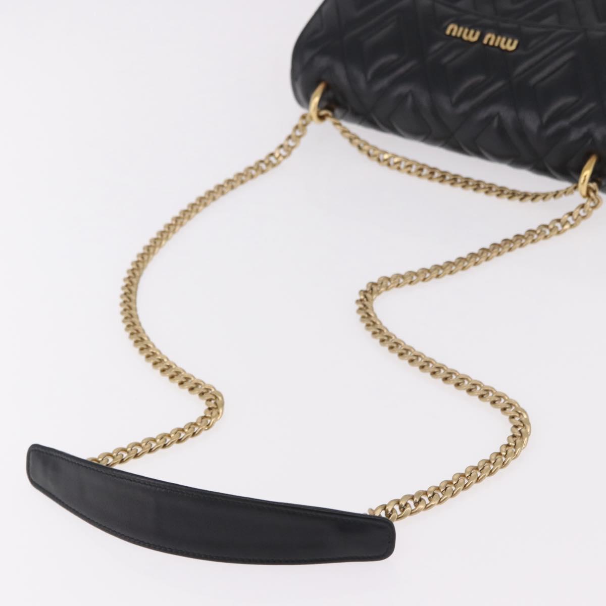Miu Miu Matelasse Chain Shoulder Bag Leather Black Gold Auth 184827SAV