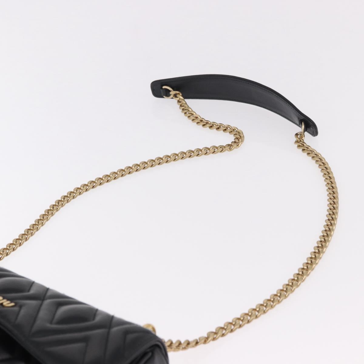 Miu Miu Matelasse Chain Shoulder Bag Leather Black Gold Auth 184827SAV