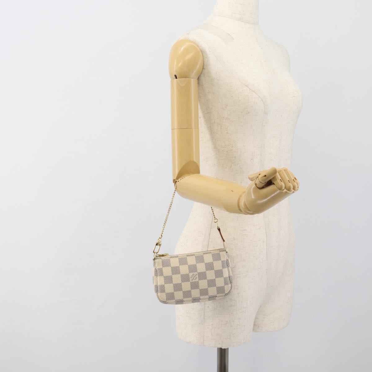 LOUIS VUITTON Damier Azur Mini Pochette Accessoires Pouch N63005 LV Auth 184837A
