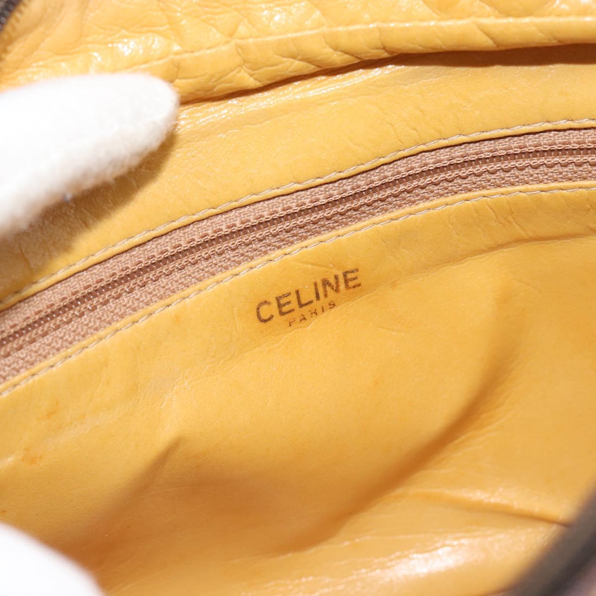 CELINE Macadam Canvas Shoulder Bag PVC Leather Brown Gold Auth 184838