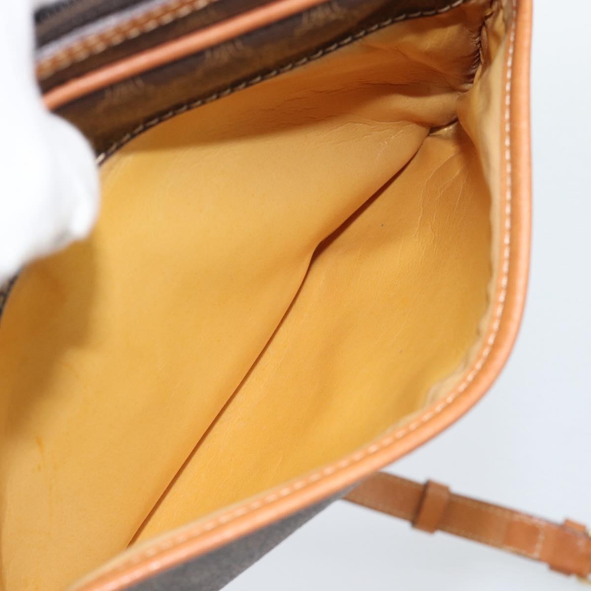 CELINE Macadam Canvas Shoulder Bag PVC Leather Brown Gold Auth 184838
