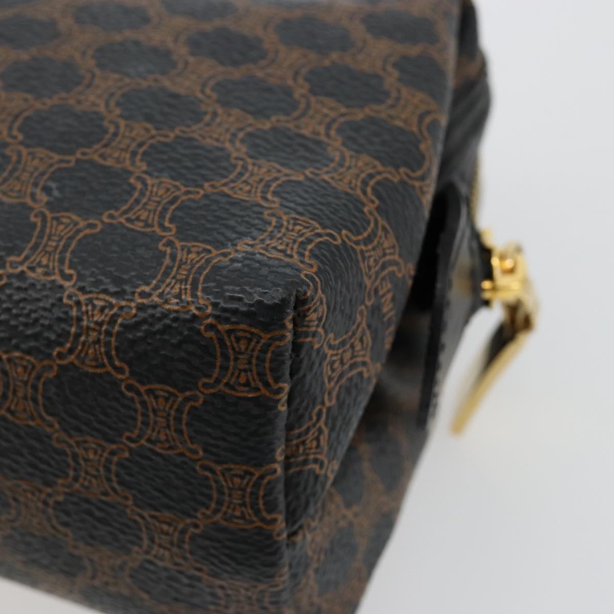CELINE Macadam Canvas Pouch PVC Leather Black Gold Auth 184839A
