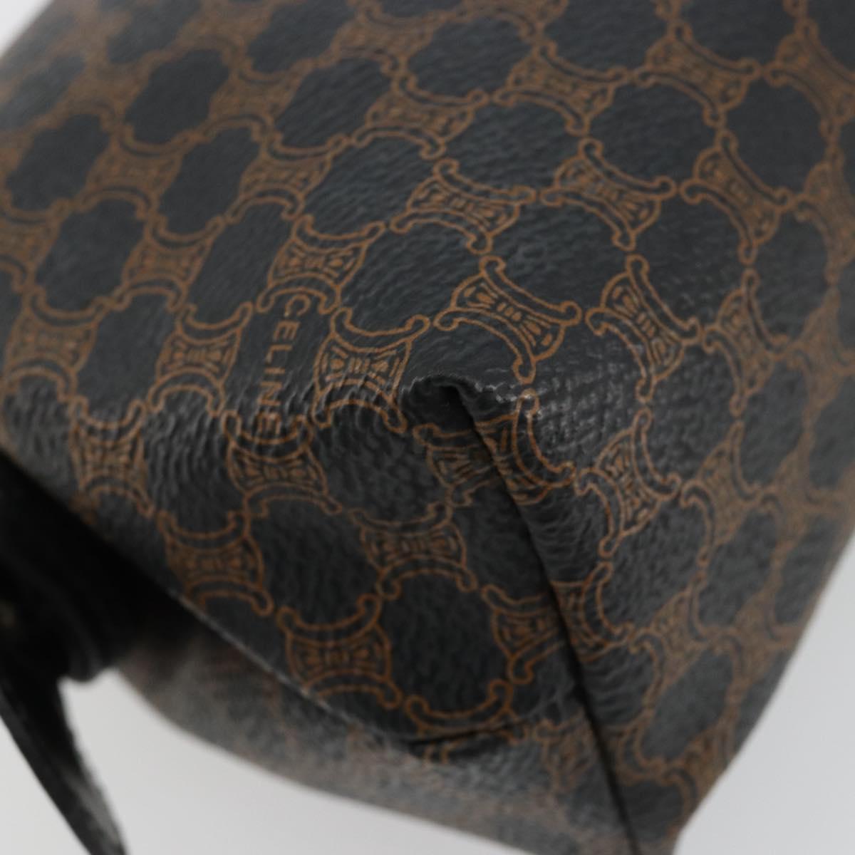 CELINE Macadam Canvas Pouch PVC Leather Black Gold Auth 184839A