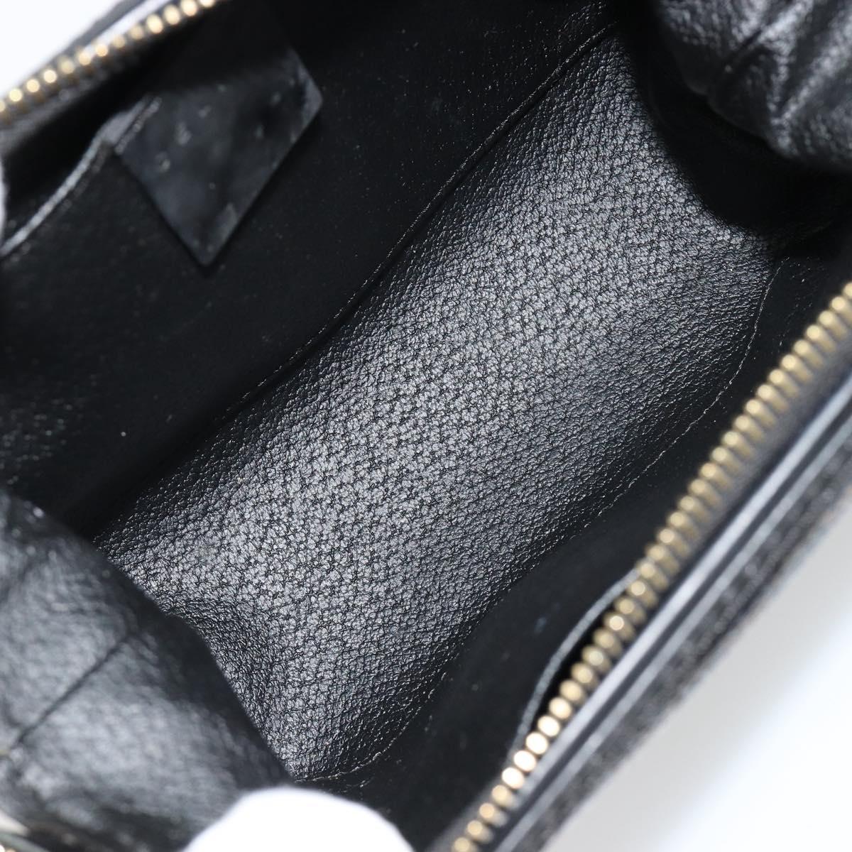 CELINE Macadam Canvas Pouch PVC Leather Black Gold Auth 184839A