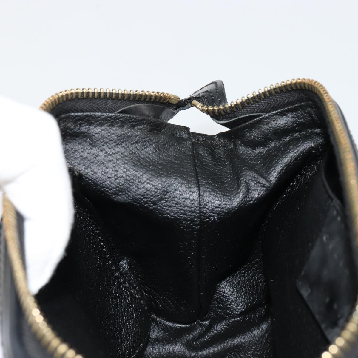 CELINE Macadam Canvas Pouch PVC Leather Black Gold Auth 184839A
