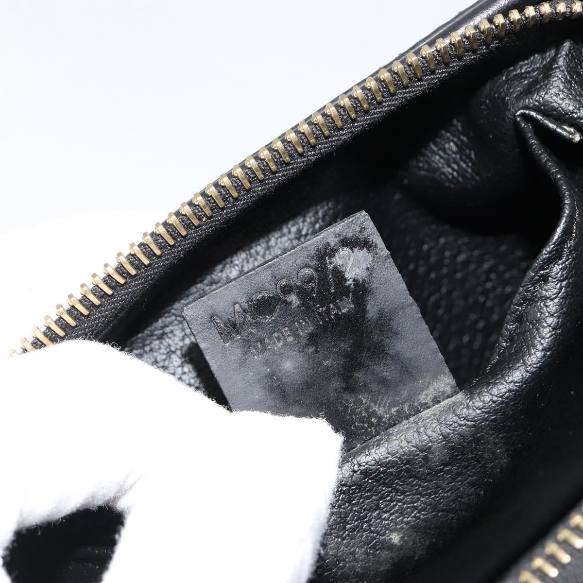 CELINE Macadam Canvas Pouch PVC Leather Black Gold Auth 184839A