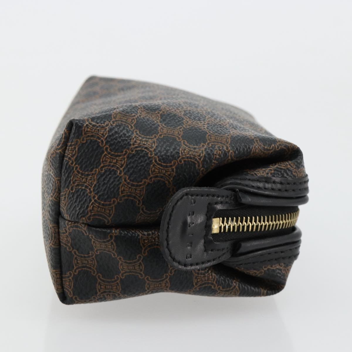 CELINE Macadam Canvas Pouch PVC Leather Black Gold Auth 184839A