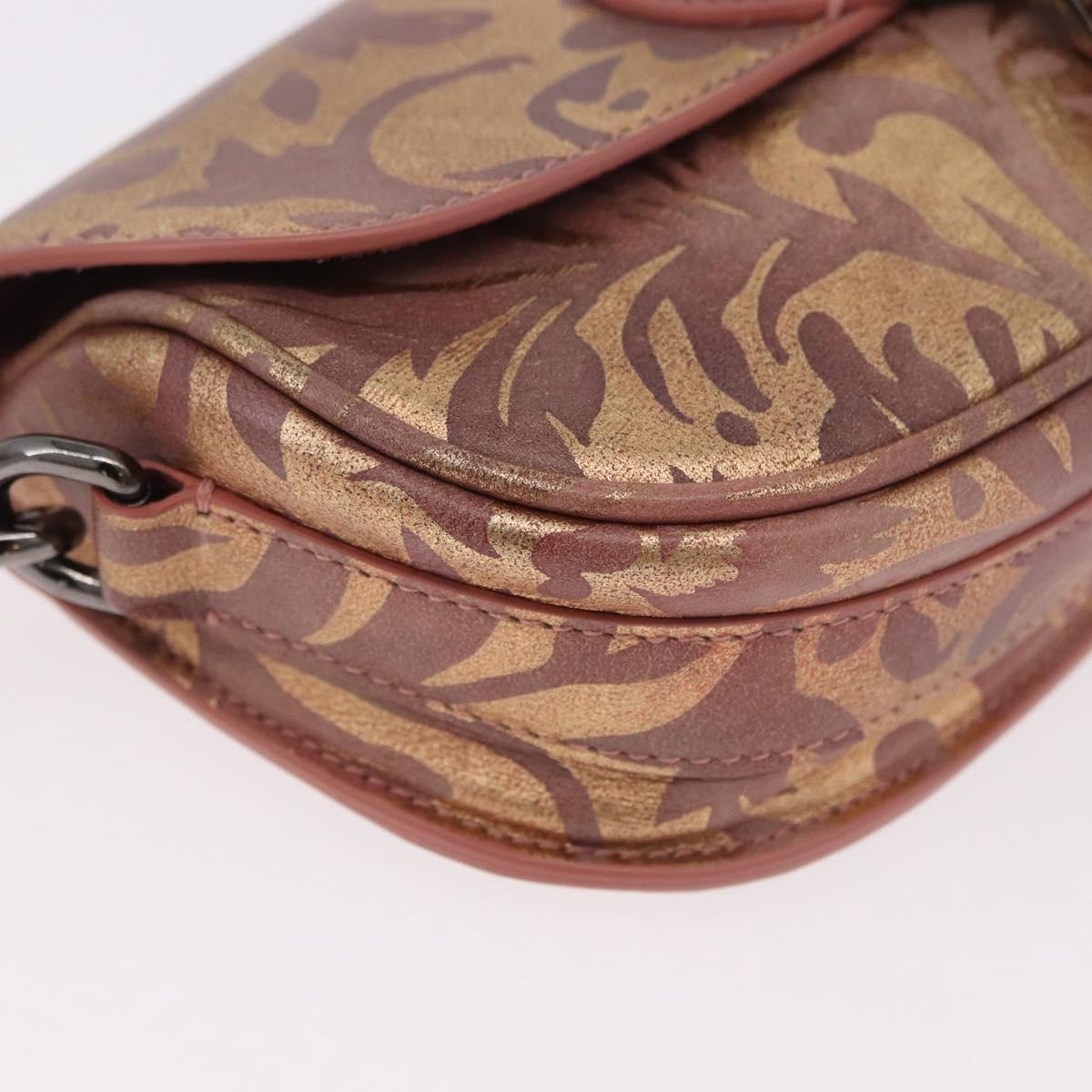 Christian Dior BOBBY EAST-WEST Shoulder Bag Leather Bronze Silver Auth 184842SM