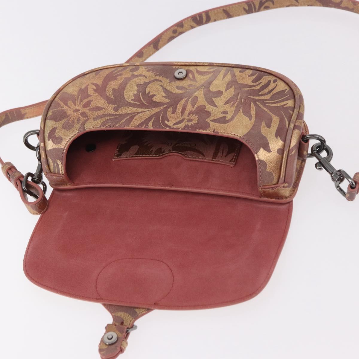 Christian Dior BOBBY EAST-WEST Shoulder Bag Leather Bronze Silver Auth 184842SM