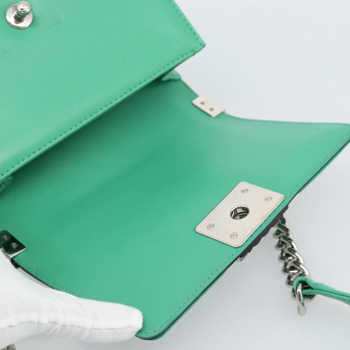 CHANEL Chain Matelasse Boy Chanel Bag Lamb Skin Green Silver CC Auth 184844SM