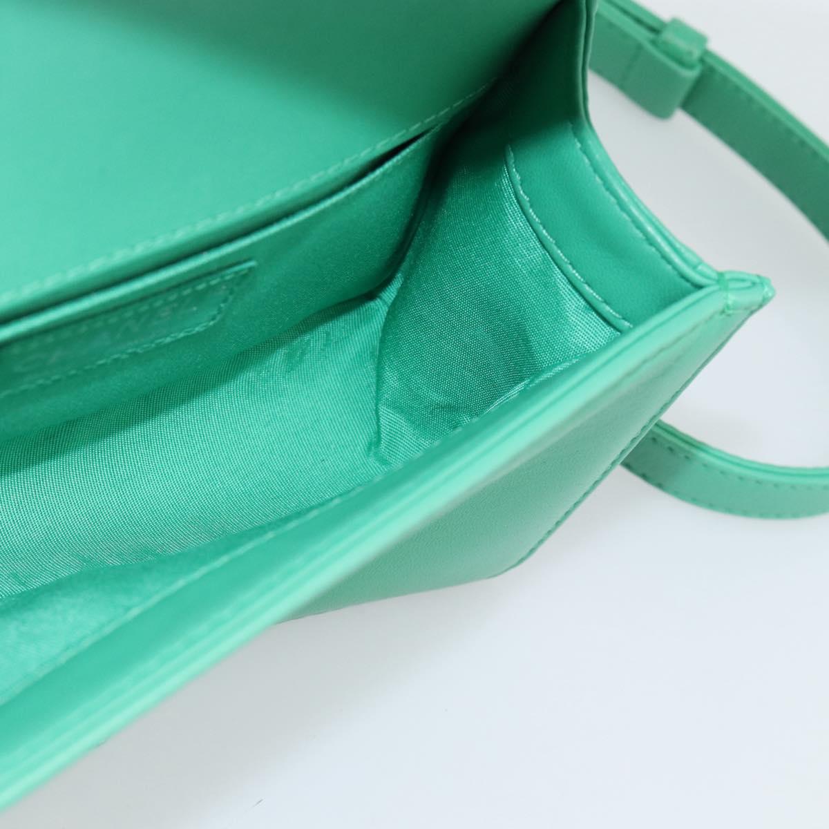 CHANEL Chain Matelasse Boy Chanel Bag Lamb Skin Green Silver CC Auth 184844SM
