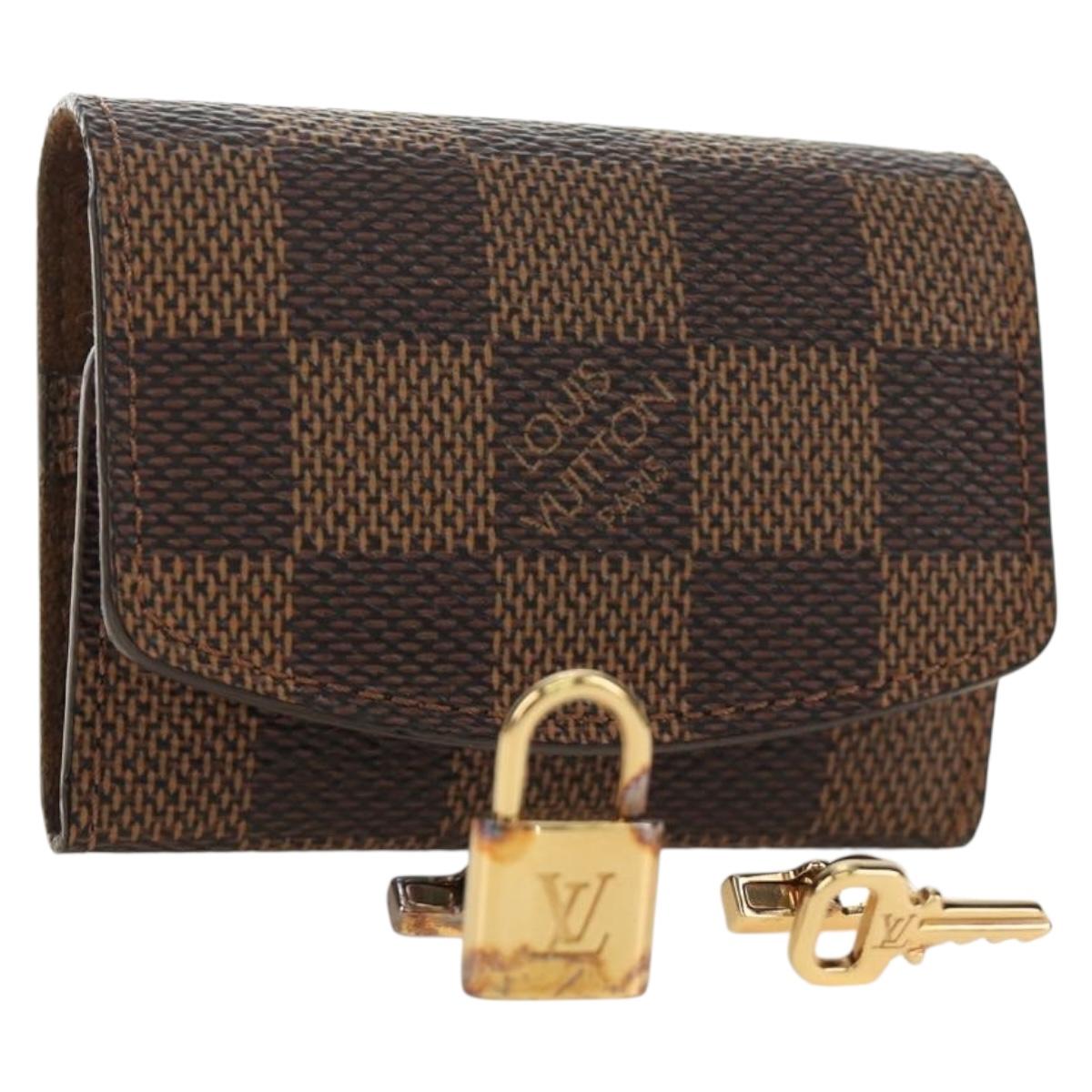 LOUIS VUITTON Damier Ebene Buton de Manchette Cuffs Gold Tone LV Auth 184847V