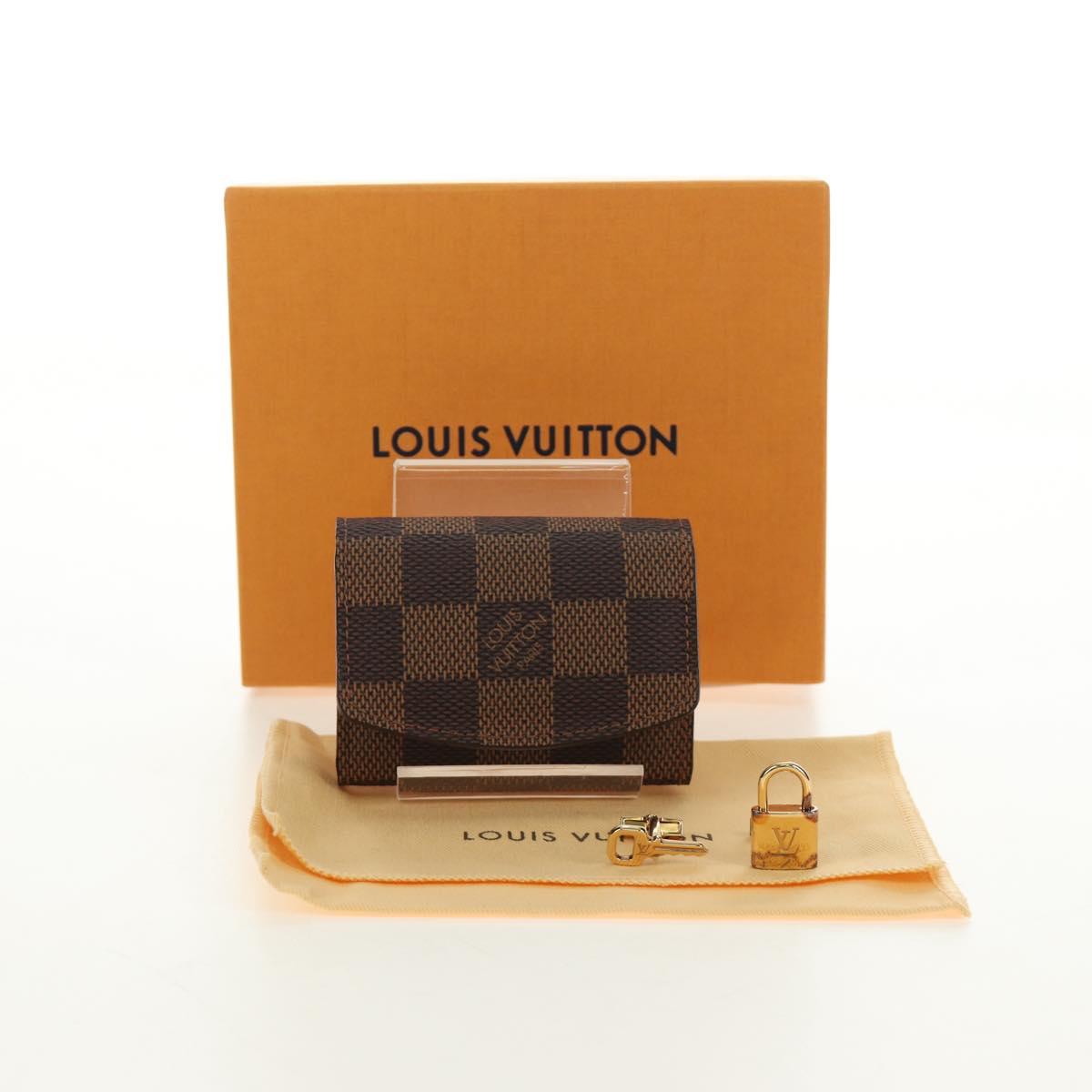 LOUIS VUITTON Damier Ebene Buton de Manchette Cuffs Gold Tone LV Auth 184847V