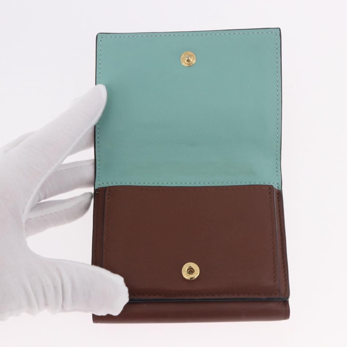 LOEWE Studio Ghibli Collaboration Compact Wallet Leather Brown Auth 184848SM