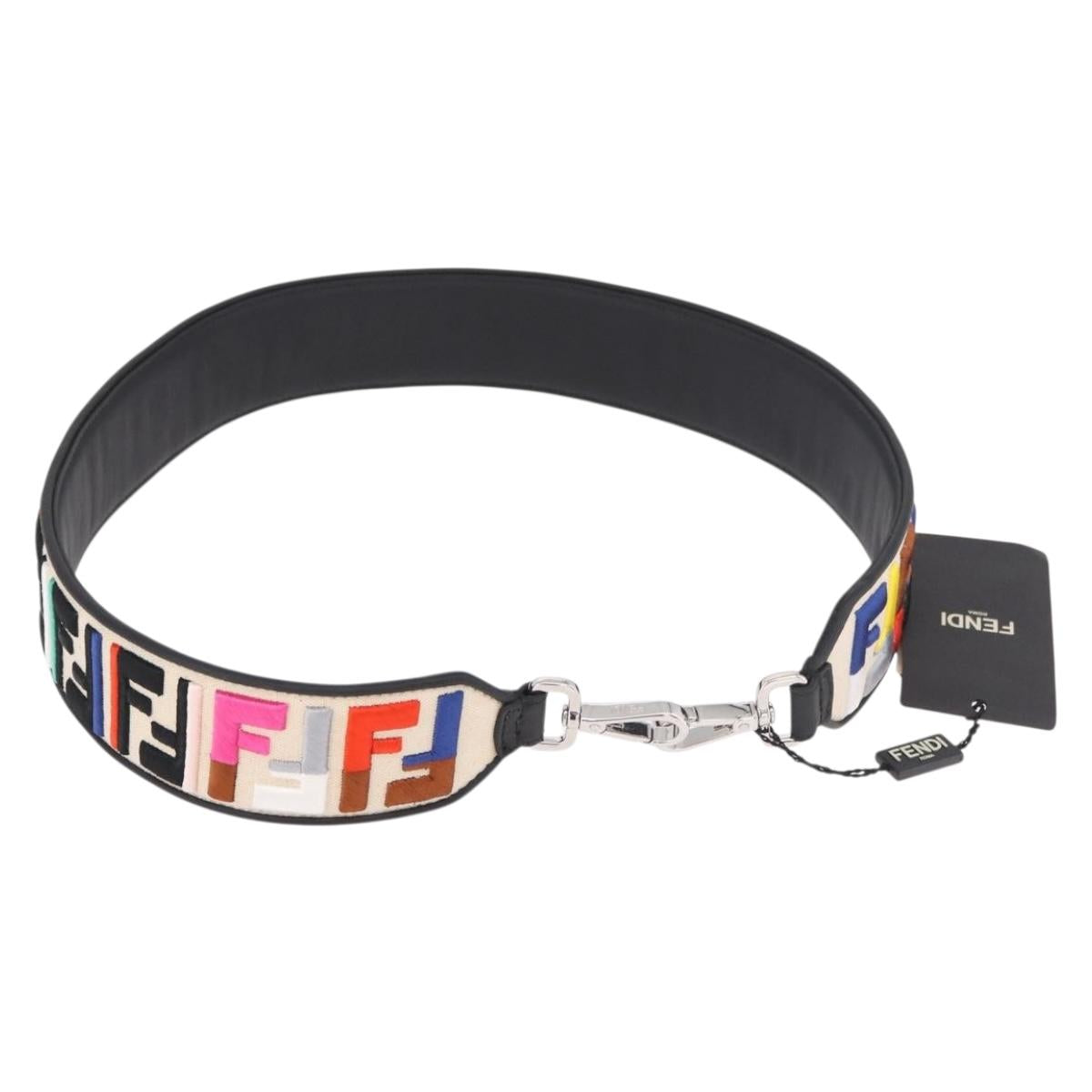 FENDI Zucca Canvas Shoulder Strap Multicolor Silver Auth 184849M