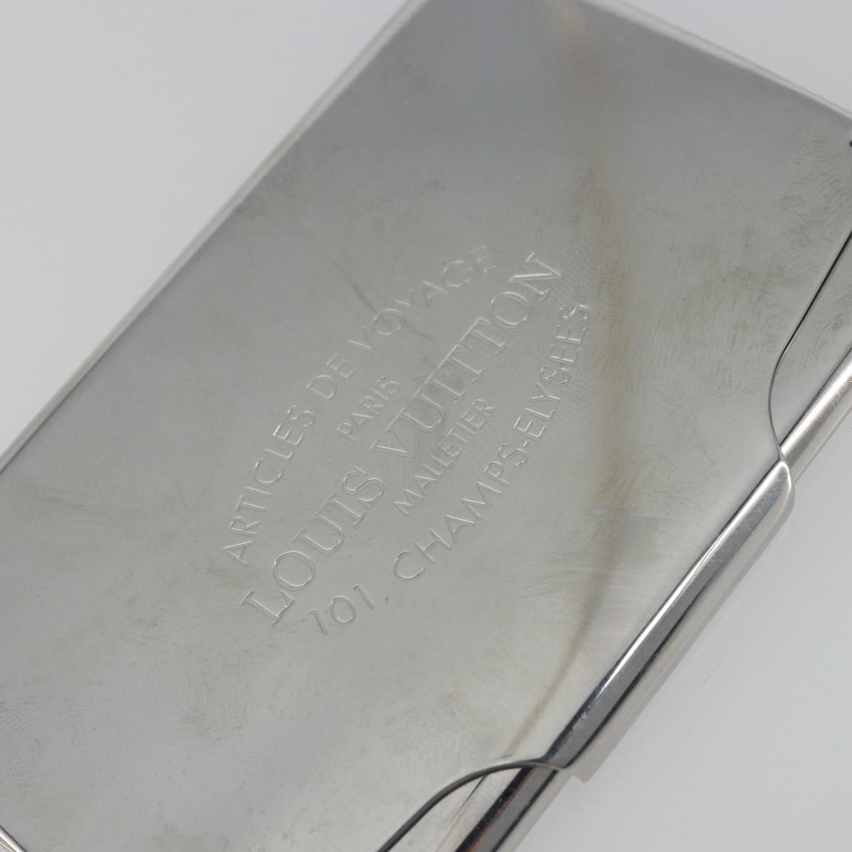 LOUIS VUITTON Porte Cartes Voyage Card Case metal Silver M66175 LV Auth 184851