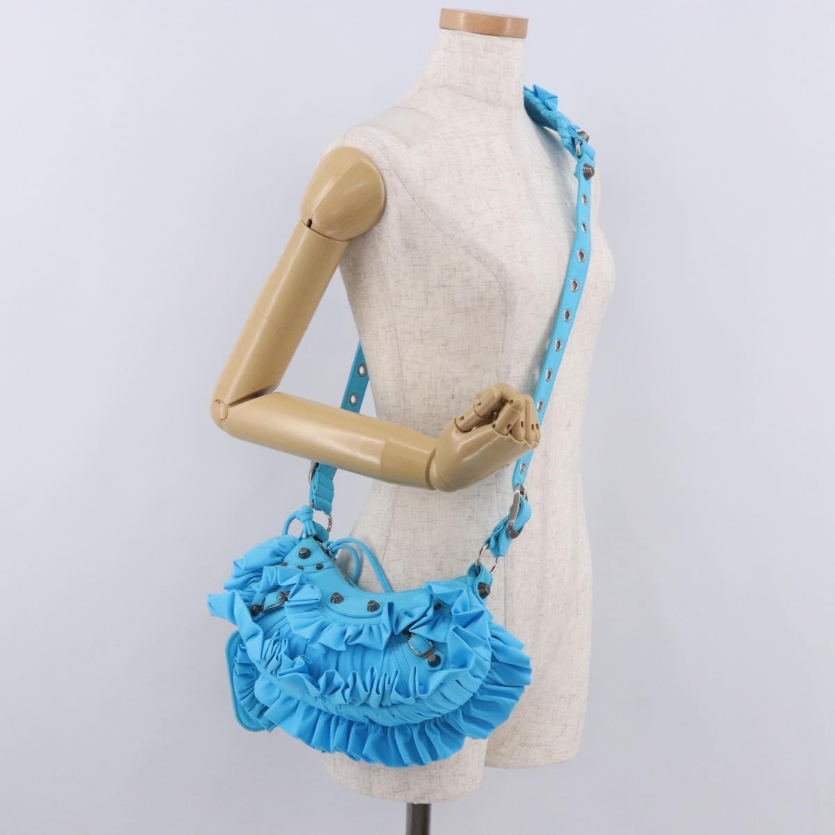 BALENCIAGA Le Cagolel Mini Hand Bag Leather Blue 671309 Auth 184859M